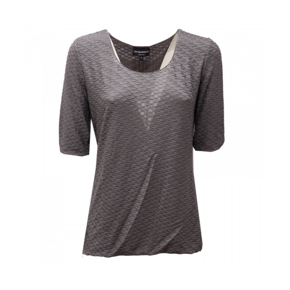 Emporio Armani Gray Jacquard Round Collar T-shirt Sz 36 (US 0), Made in Italy